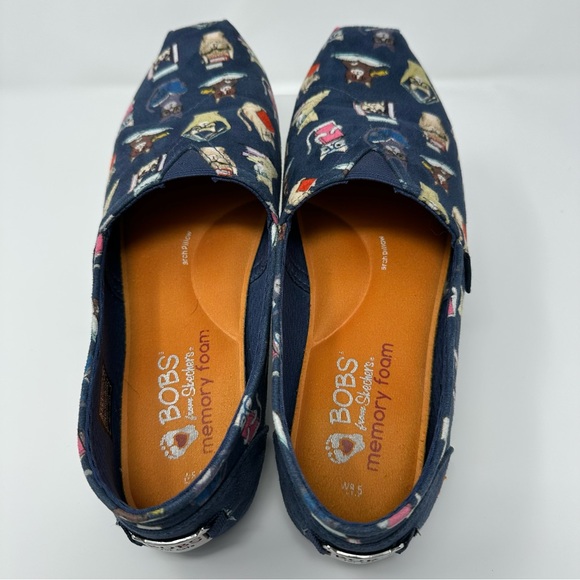 Skechers BOBS for Cats Blue Slip-On Shoes women’s 8.5. Cats with glasses, books - Picture 11 of 16